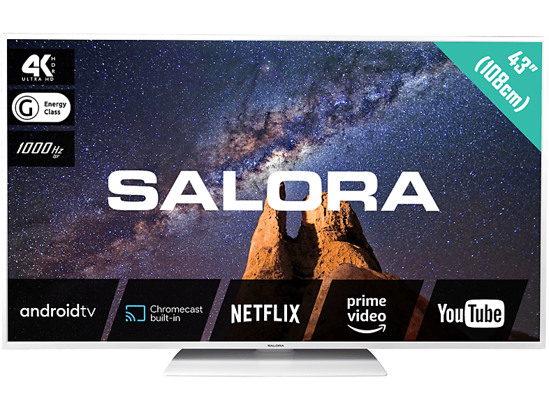 TV LED  SALORA MILKYWAY 43 inch HD-ready Smart TV DVB-T2 (H.265) Blanco 