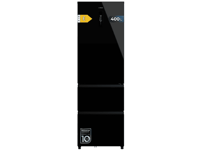 Frigorífico combi  CECOTEC Bolero CoolMarket Combi FD 400 Black Glass E Altura 190,8 cm Negro 