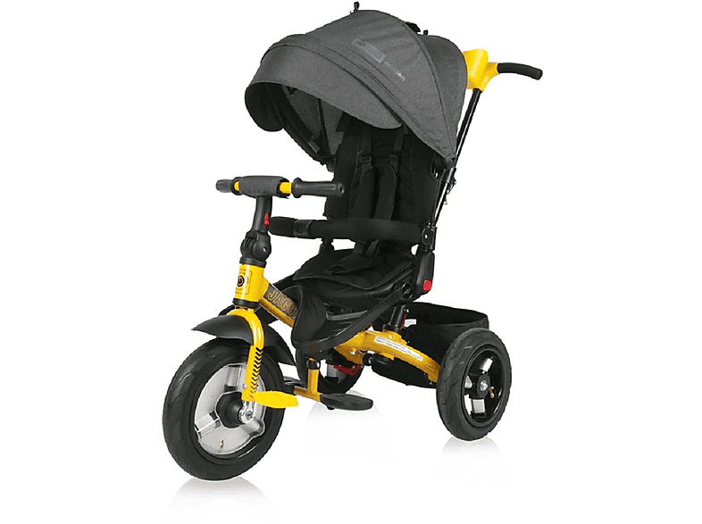 Triciclo  LORELLI Evolutivo JAGUAR con capota  asiento giratorio 360º y ruedas neumáticas BLACK & YELLOW 