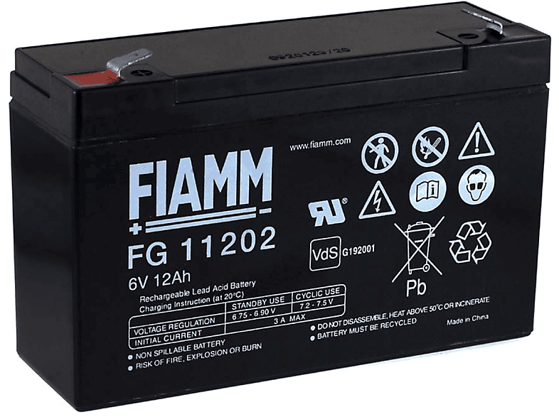 Baterías de Plomo  FIAMM FIAMM Recambio de Batería para Sistemas solares Montacargas 6V 12Ah (Reemplaza también 10Ah) 