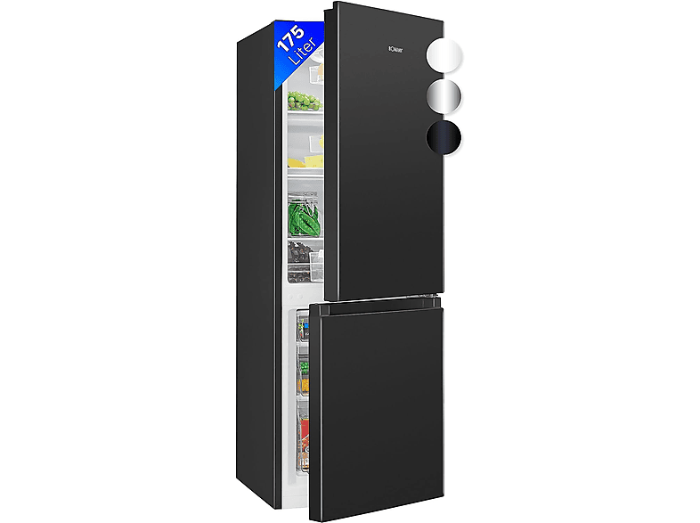 Frigorífico combi  BOMANN KG 322.1 R600a Altura 1430 mm Capacidad 175 l Negro 