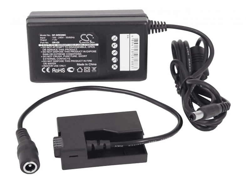 Cargador  POWERY Fuente de Alimentación Externa para Canon EOS 550D Negro 