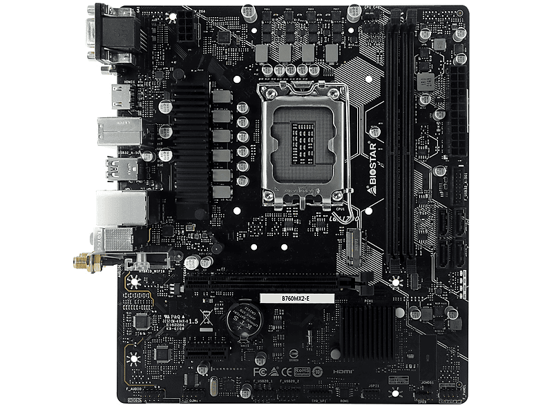 Placa base  PBBIOSTAR B760MX2-E BIOSTAR micro ATX Intel B760 LGA 1700 Multicolor 