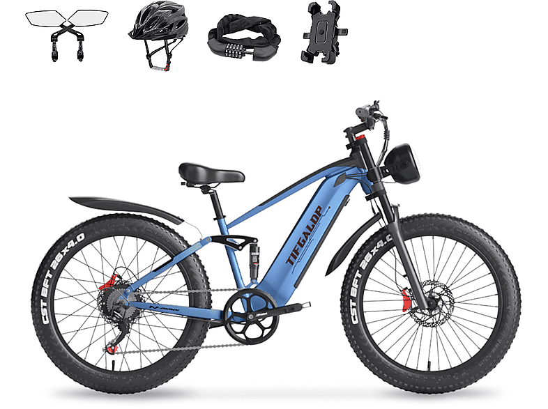 Bicicleta de Montaña  TIFGALOP ES28 Bicicleta eléctrica 1000 Watt 25 km/h black/red 