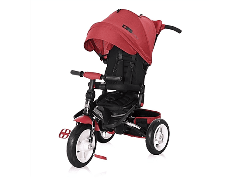 Triciclo  LORELLI Evolutivo JAGUAR con capota  asiento giratorio 360º y ruedas neumáticas RED & BLACK LUXE 