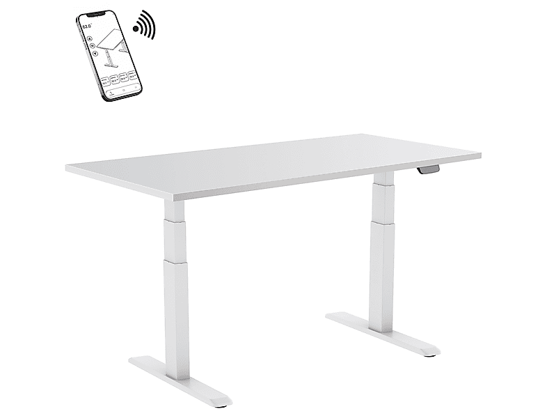 Mesa ergonómica  150-2315K2W Escritorio motorizado 150x75cm altura 62-128cm Tablero blanco / Base blanca Conectado KIMEX 