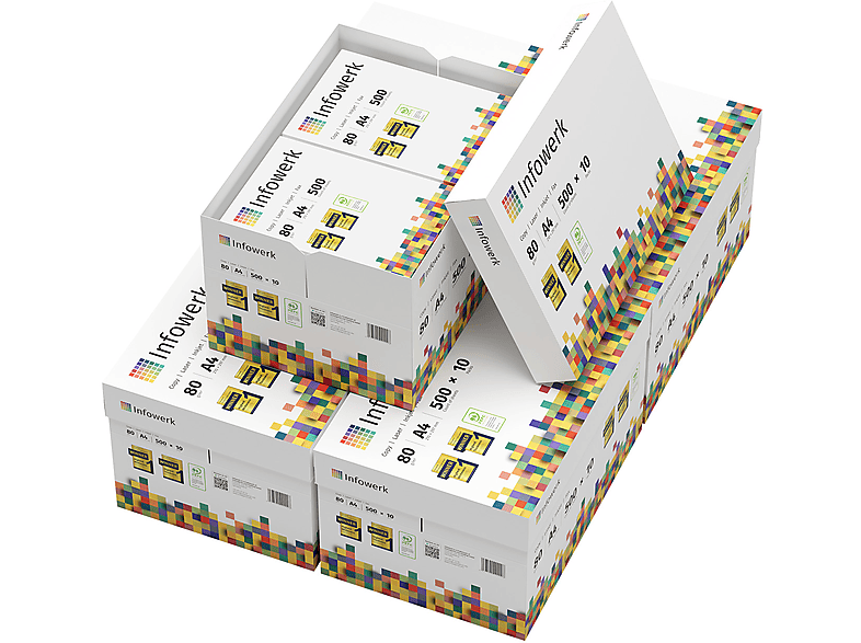 Papel de impresora  INFOWERK 50 x 500 hojas 80 g Blanco Premium 80 g/m² g/m² A4 blanco 