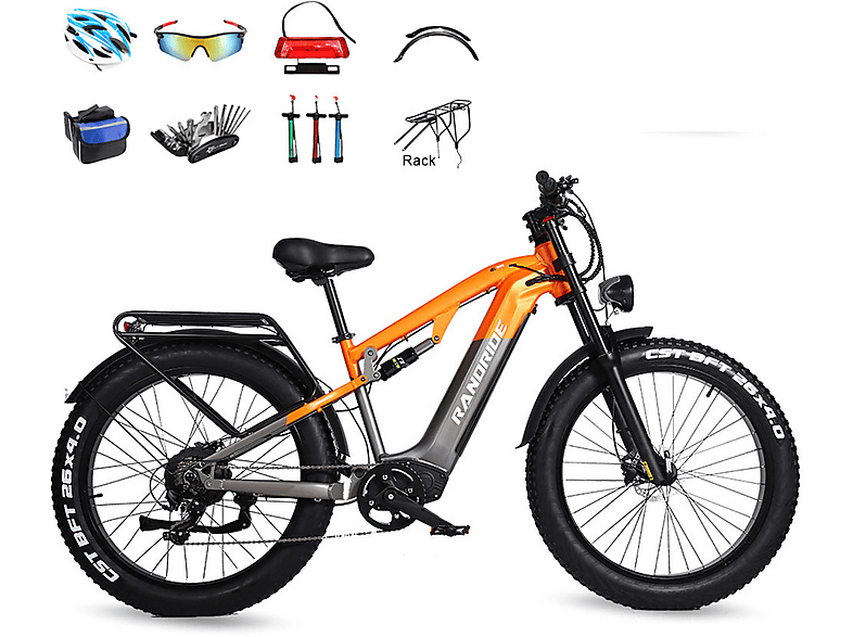Bicicleta de Montaña  RANDRIDE YX80 Bicicleta eléctrica 250 W 25 km/h negro 