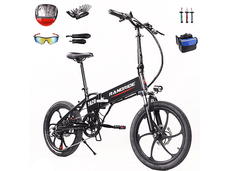 Bicicleta plegable  RANDRIDE YA20 Bicicleta eléctrica 250 W 25 km/h negro 